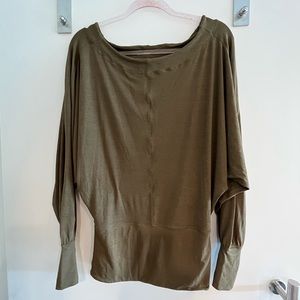 Free People Movement Olive Green Workout Shirt. Long sleeve, like new. Size S.